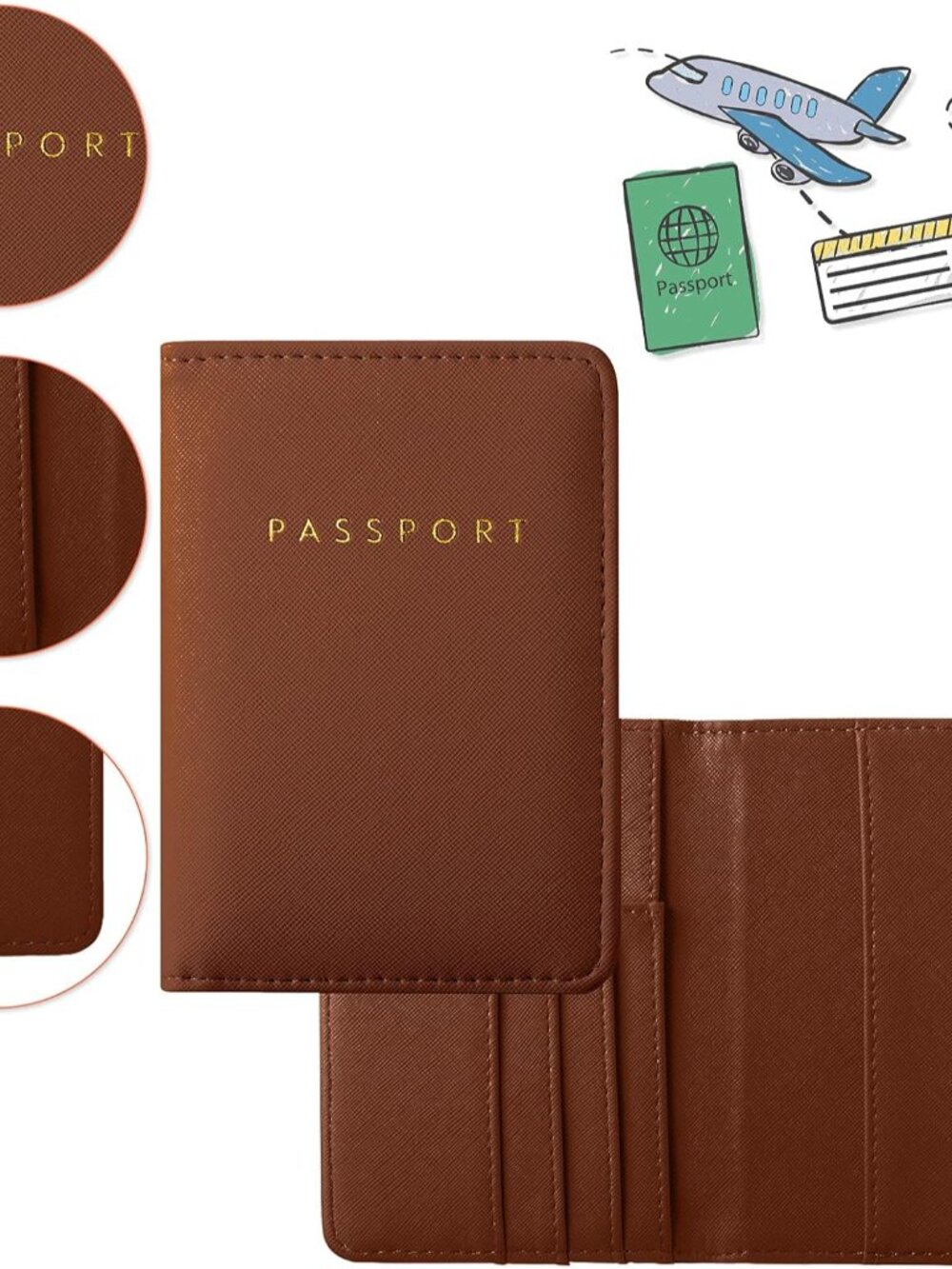 2 Pcs Passport Cover Holder for Travel Waterproof Leather Passport Wallet Case B - Picture 3 of 6